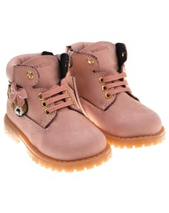 Розовые ботинки с аппликацией медвежонок детские Walkey
