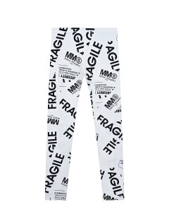 Белые леггинсы с принтом Fragile детские Mm6 maison margiela