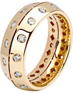 Кольцо с 28 бриллиантами из жёлтого золота 750 пробы Эстет