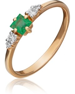 Кольцо с изумрудом и бриллиантами из красного золота Platina jewelry