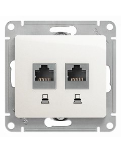 Розетка компьютерная двойная RJ45 Glossa 5e кат UTP перламутр GSL000685KK Schneider electric