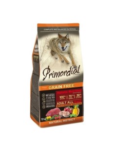 GRAIN FREE ADULT ALL BREED Сухой корм для собак всех пород буйвол макрель 12 кг Primordial