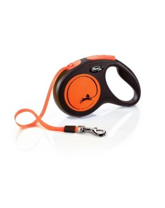 Рулетка для собак Neon M ременная 5м оранжевая Flexi