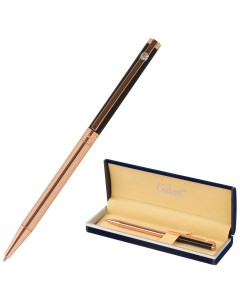 Ручка подарочная шариковая Astron корпус черный с золотом детали золотистые узел 0 7 мм синяя 143525 Галант