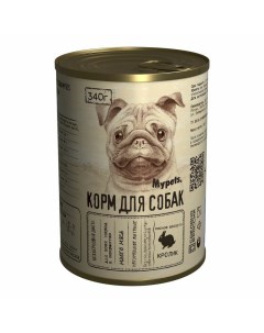 Влажный корм для собак полноценный мясное ассорти с кроликом в консервах 340 г Mypets