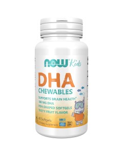 Омега 3 для детей DHA Kids Chewable 60 жевательных капсул Жирные кислоты Now foods
