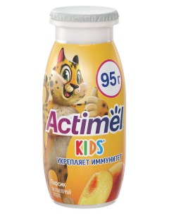 Напиток кисломолочный Kids с персиком 1 5 БЗМЖ 95 г Actimel