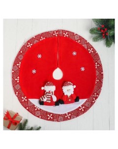 Полянка под ёлку Дед мороз и снеговик D 57 см красный Зимнее волшебство