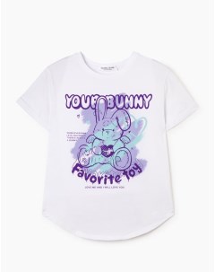 Белая футболка с принтом Your Bunny для девочки Gloria jeans