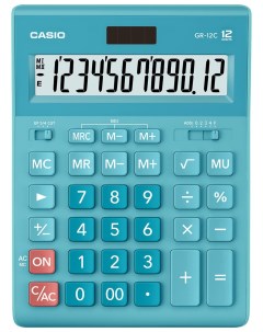 Калькулятор настольный GR 12С LB 210х155 мм 12 разрядов двойное питание голубой Casio