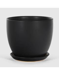 Кашпо керамическое для цветов 14x14см темно серый матовый Shine pots