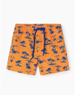 Оранжевые пляжные шорты с принтом для мальчика Gloria jeans