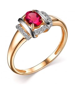 Кольцо с рубином и бриллиантами из красного золота Костромская ювелирная фабрика "алькор"