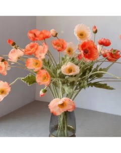 Цветы искусственные Мак 56см коралловый Flodecor