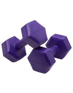 Гантель гексагональная пластиковая 2 кг DB 305 фиолетовый 2 шт Basefit