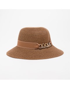 Шляпа женская с цепочкой цвет коричневый размер 56 58 Minaku