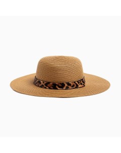 Шляпа женская с леопардовым ремешком цвет коричневый р р 58 Minaku