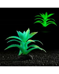 Растение искусственное аквариумное светящееся 10 см зеленое Пижон аква