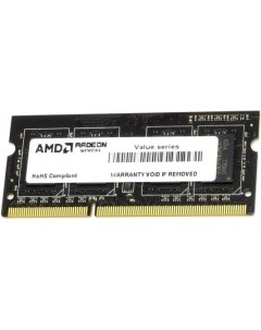 Оперативная память для ноутбука 8Gb 1x8Gb PC3 10600 1333MHz DDR3 SO DIMM CL9 R3 Value Series Black R Amd