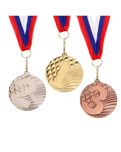 Медаль призовая 048 диам 5 см 2 место цвет сер с лентой Командор