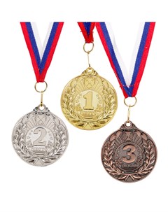 Медаль призовая 060 диам 5 см 3 место цвет бронз с лентой Командор
