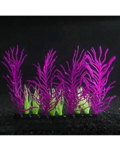 Растение силиконовое аквариумное светящееся в темноте 17 х 12 см фиолетовое Nobrand