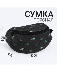 Сумка поясная динозавры 32х8х15 см отд на молнии цвет зеленый Nazamok kids