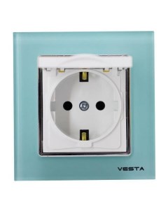 Розетка 2P E Exclusive Blue с крышкой голубой FRZ00041016SIN Vesta electric