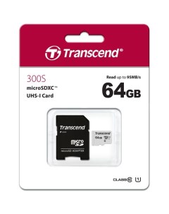 Карта памяти microSD 64GB TS64GUSD300S A adapter Transcend