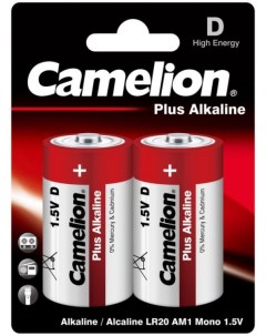 Батарейка LR20 BP2 Alkaline LR20 1 5 В 20000 мА ч 2 шт в упаковке 1654 Camelion