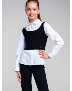 Жилет трикотажный укороченный школьный вязаного школьницы жилетка рубашка футболка поло комплект Playtoday