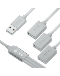 Хаб USB GCR Hub 2 0 на 3 порта 0 35m гибкий белый GCR 53354 Greenconnect