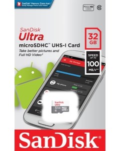 Карта памяти microSDHC 32Gb Class10 SDSQUNR 032G GN3MN Ultra Light Sandisk