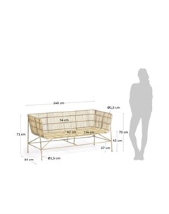 Диван 2 х местный Aiala из ротанга 140 cm без механизма La forma (ex julia grup)