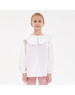 Белая жаккардовая блузка с воротником Alicedresses