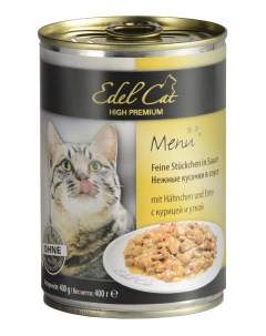 Консервы для кошек кусочки в соусе Курица и утка 400 г Edel cat