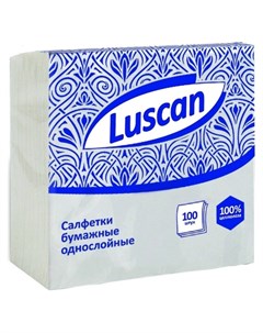 Салфетки бумажные 1сл24х24белые100шт уп Luscan