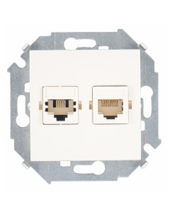 Розетка 2 поста телефонная компьютерная RJ11 RJ45 серия 15 слоновая кость Simon