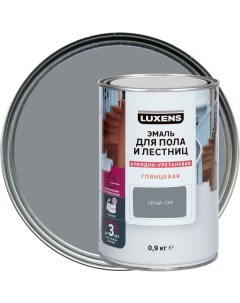 Эмаль для пола и лестниц алкидно уретановая глянцевая цвет серый 0 9 кг Luxens