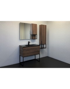 Мебель для ванных комнат Равенна Лофт 00 00006655 91 см напольная коричневая черная матовая Comforty