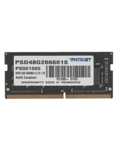Оперативная память Patriot DDR4 8Gb 2666MHz PSD48G266681S DDR4 1x8Gb 2666MHz Patriot memory