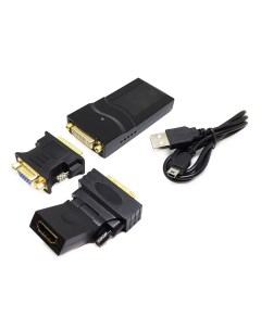 Переходник USB A HDMI DVI VGA M F Black H000USB Espada