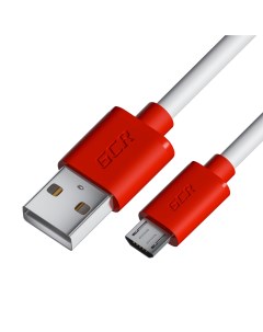 Кабель 1 5м MicroUSB белый красные коннекторы быстрая зарядка 28 24 AWG Gcr