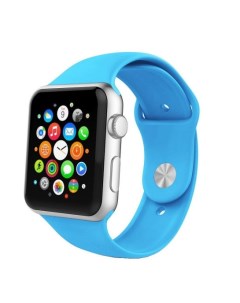 Ремешок силиконовый для часов Apple Watch 42 44 голубой Aks-guard