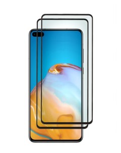 Защитное стекло 5D для Huawei P40 черный с рамкой комплект 2 ШТ Mobileocean