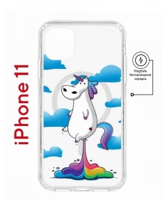 Чехол на iPhone 11 MagSafe с принтом Kruche Print Flying Unicorn противоударный с магнитом