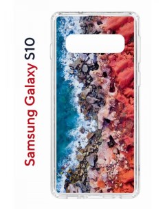 Чехол на Samsung S10 Kruche Print Морской берег противоударный бампер с защитой камеры