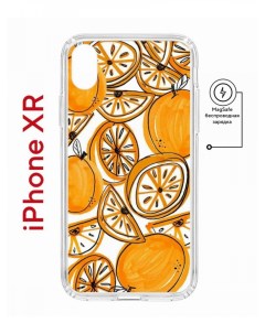 Чехол на iPhone XR MagSafe с принтом Kruche Print Апельсины противоударный с магнитом