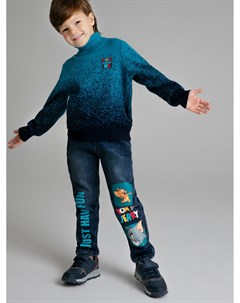 Брюки текстильные джинсовые утепленные флисом для мальчиков Playtoday kids