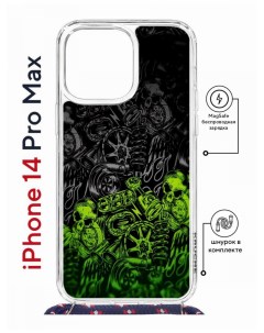 Чехол на iPhone 14 Pro Max MagSafe с принтом Kruche Print Garage с магнитом со шнурком